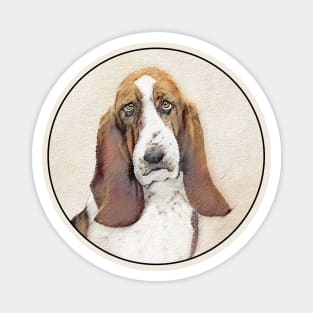 Basset Hound Painting - Cute Original Dog Art Magnet